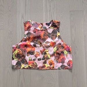 Topshop crop flower tank top